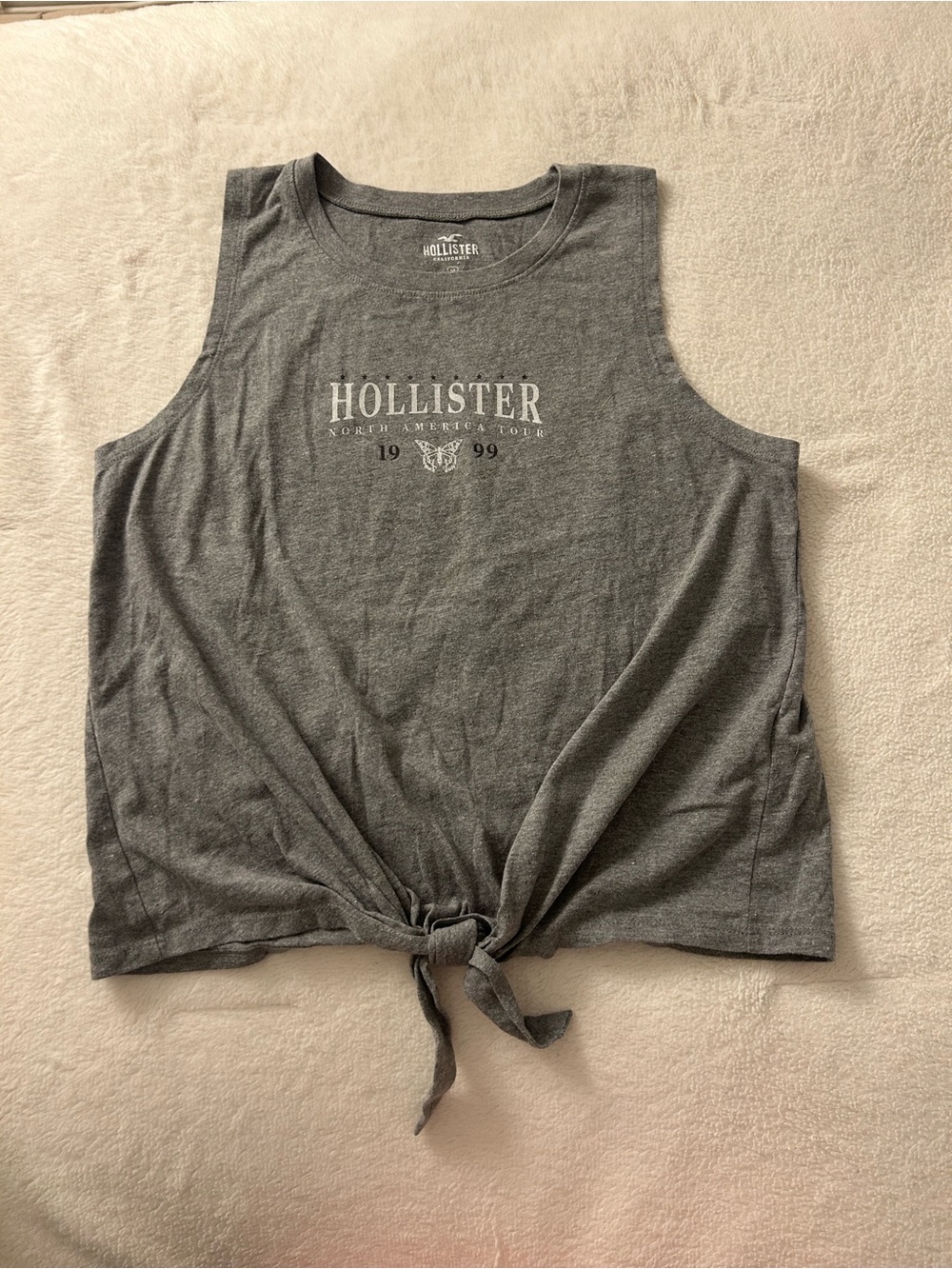 Hollister Gray Tie-Front Muscle Tee